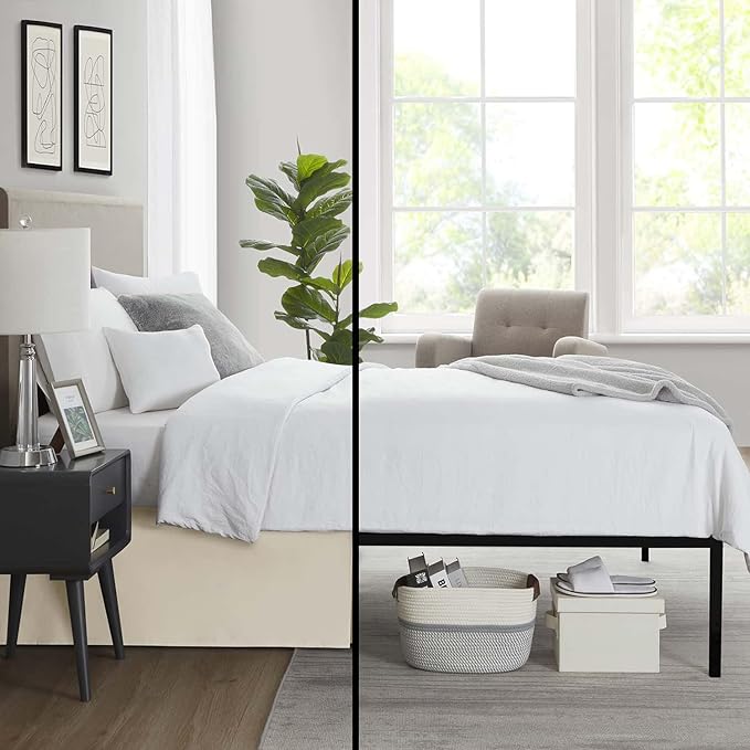 Nestl Cream Bed Skirt Queen Size - Queen Bed Skirt 14 Inch Drop - Brushed Microfiber - Hotel Quality Pleated Bed Skirt - Shrinkage & Fade Resistant