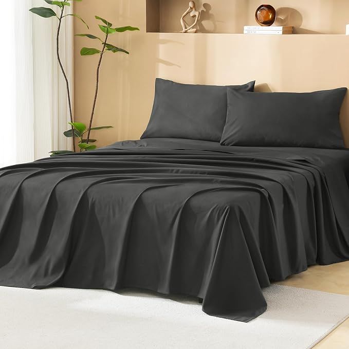 Litanika Dark Grey Queen Size Comforter Set with Sheets - 7 Pieces Bed in a Bag Queen Tufted Complete Bedding Sets with Comforter, Sheets, Pillowcases & Shams