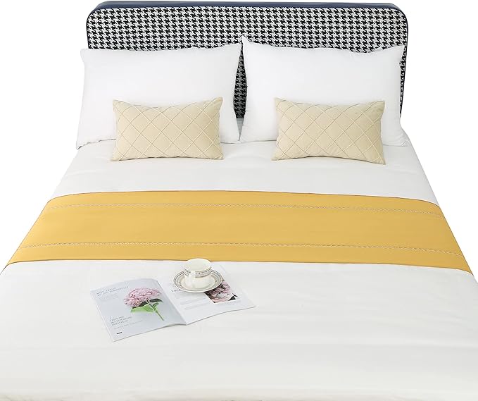 Bed Runner 260 x 50 cm for King Size Bed, Bed Throws for Foot of Bed, Gold Bed Runner Bedding Scarves Decorations for Bedroom Hotel Wedding Room