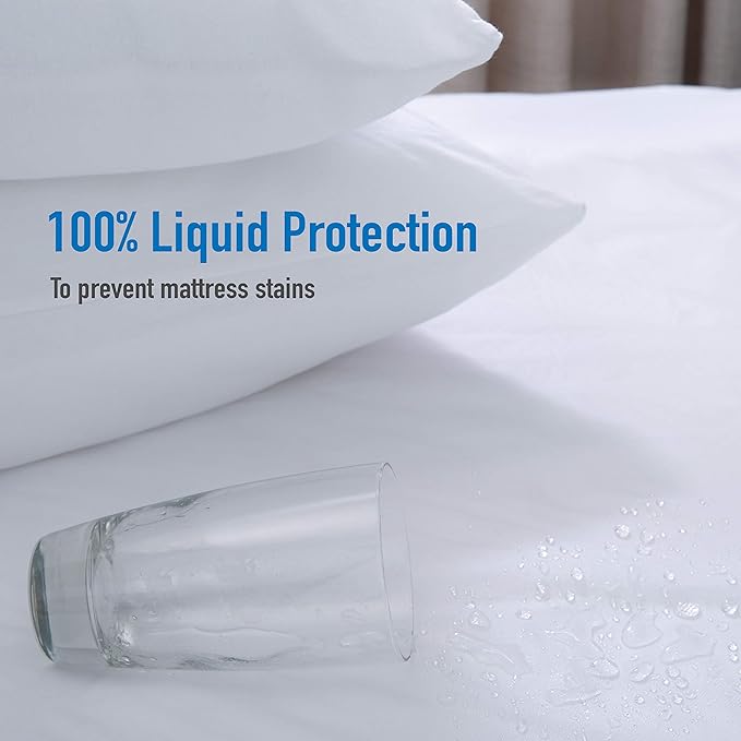 Home Details Twin XL Deluxe Protector with Full Zippered Encasement, Waterproof, Fits Dorm Mattresses, White, 25084-XL