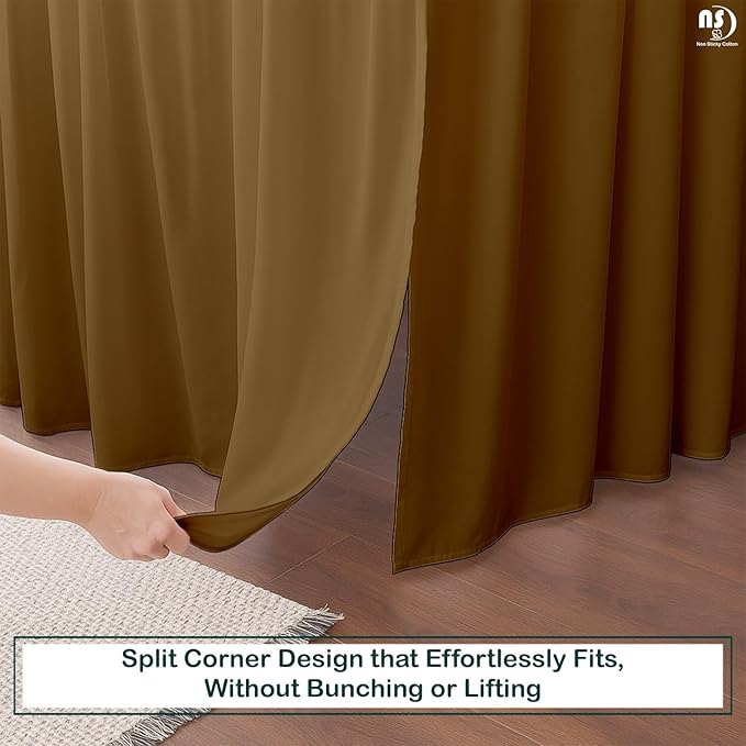 Premium Microfiber Queen Ruffled Bed Skirt, 8” Drop with Split Corners, Soft Wrinkle Free Bedskirt with Platform, Solid Taupe Dust Ruffle for 60" x 80" Mattress