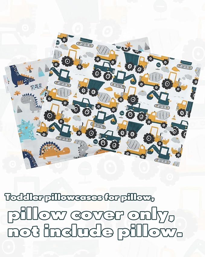ALVABABY Toddler Pillowcases 2 Pack Organic Cotton Kids Pillow Cover Fit 13"x 18" or 14"x19" Envelope for Girl Boy Sleepy Travel(Pillowcase Only) 2L-FTP07A