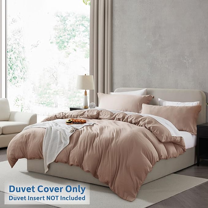 Nestl Khaki Duvet Cover King Size - Soft Prewashed King Duvet Cover Set, 3 Piece, with Zipper Closure, 1 Duvet Cover 104x90 inches and 2 Pillow Shams