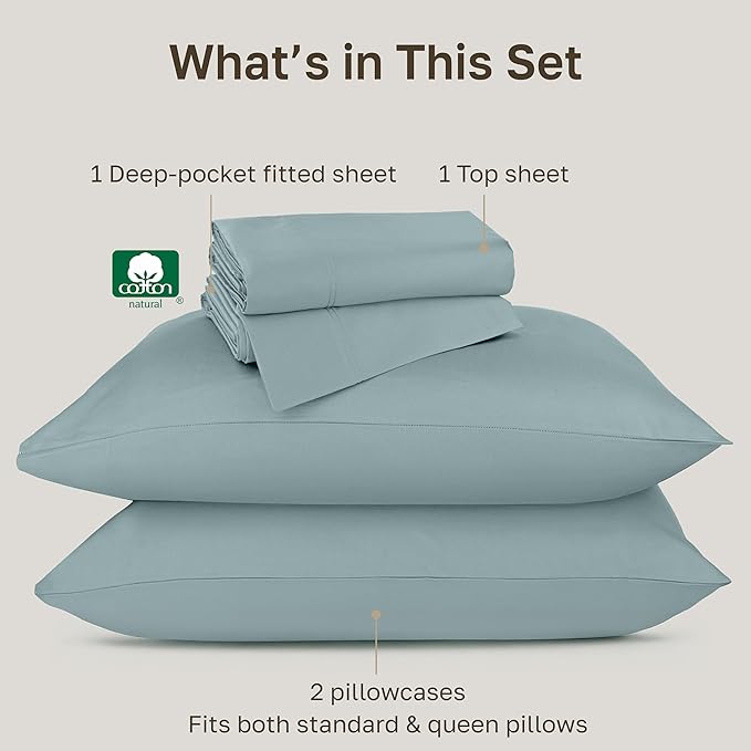 California Design Den Luxury Queen Size Sheets Set - Buttery Soft 800 Thread Count 100% Cotton Sateen, Durable Deep Pocket Sheet Set - Soft Teal