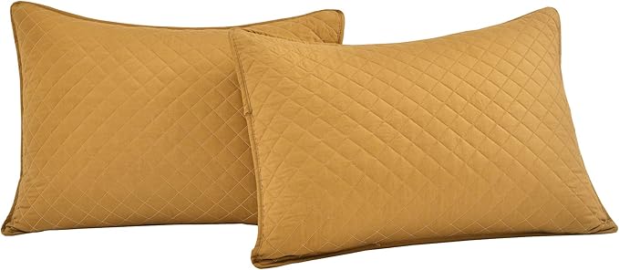 Lush Decor Ava Quilt Diamond Pattern Solid 3 Piece Oversized Bedding Blanket Bedspread Set - King - Mustard
