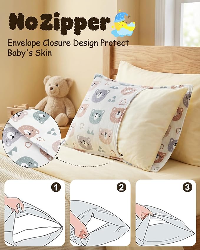 ALVABABY Toddler Pillowcase Kids Pillow Cover Polyester Bean Velvet Soft Warm 2 Pack Fit 13"x 18" or 12"x16" Envelope for Girl Boy Sleepy Travel 2TPMT01A