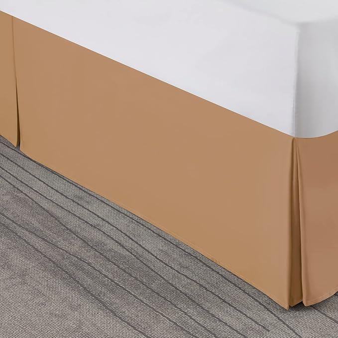 Nestl Light Brown Bed Skirt Cal King Size - Cal King Bed Skirt 14 Inch Drop - Brushed Microfiber Bed Skirts - Hotel Quality Pleated Bed Skirt - Shrinkage & Fade Resistant