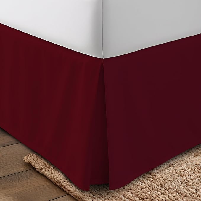 Utopia Bedding Queen Bed Skirt - Soft Quadruple Pleated Ruffle - Easy Fit with 16 Inch Tailored Drop - Hotel Quality, Shrinkage and Fade Resistant (Queen, Burgundy)