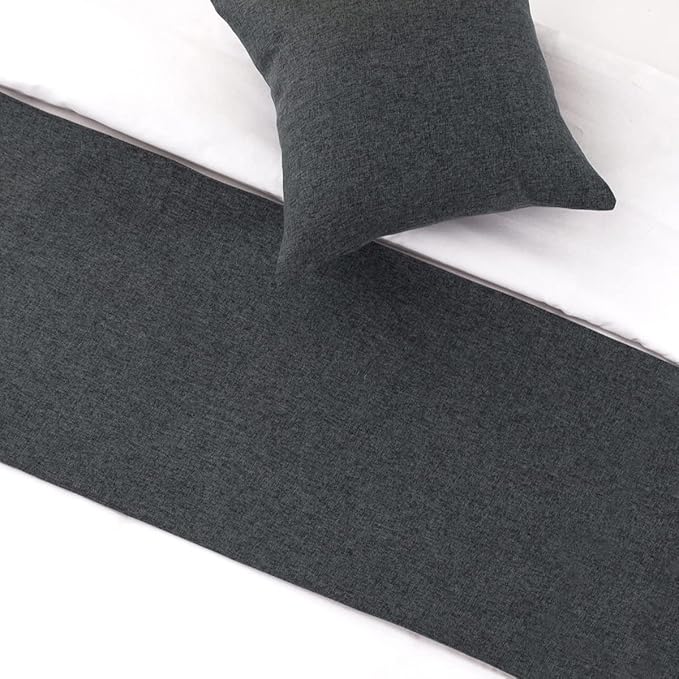 AMBERIS Bed Runner Dark Grey, Imitation Linen Decorative Bed Scarf for Home Hotel (Pillowcases Sold Separately)