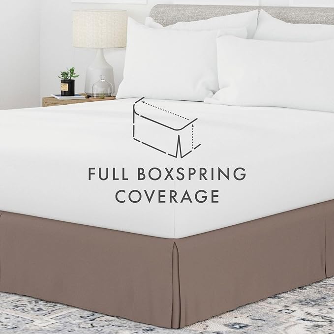 Linen Market Bed Skirt - Ultra Soft Microfiber - Easy Fit with 14 Inch Tailored Drop - Hotel Quality, Shrinkage & Fade Resistant - Bed Cover - Full Size Bed Skirts - Bedroom Décor - (Full, Taupe)