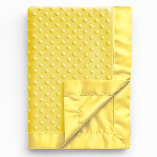 Pro Goleem Baby Soft Minky Polyester Blanket with Satin Backing Baby Gifts for Boys and Girls Pet Blanket for Dogs/Cats/Puppies (Yellow, 30’’ x 40’’)