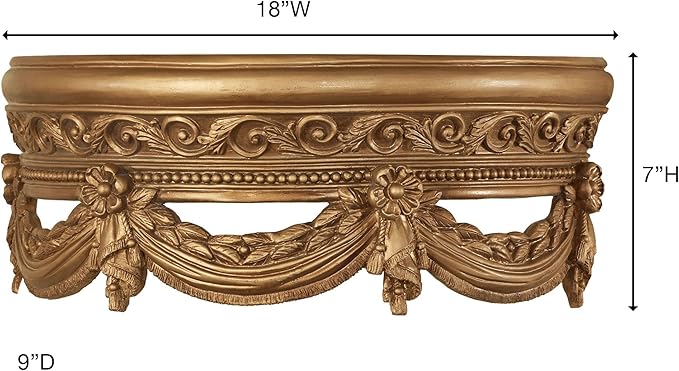 Touch of Class Aged Gold Swag and Bow Wall Teester Bed Crown | Ornate Canopy | Acanthus Leaves, Scrollwork, Floral, Beaded | Removable Rod for Drapes, Sheers | Elegant Traditional Classical