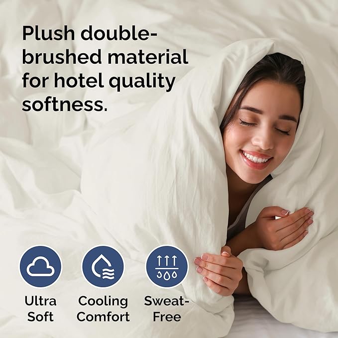 Duvet Cover King Size - Extra Soft King Size Duvet Cover - Lightweight, Breathable & Cozy - Easy Care & Fade Free with Zipper Closures & Ties - 104" x 90" Inches - (Ivory) Comforter Not Included