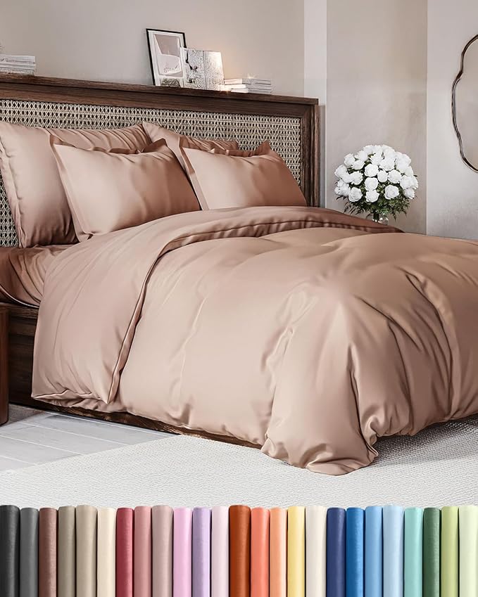Duvet Cover Full Size - Extra Soft Full Size Duvet Cover - Lightweight, Breathable & Cozy - Easy Care & Fade Free with Zipper Closures & Ties - 80" x 90" Inches - (Mauve) Comforter Not Included