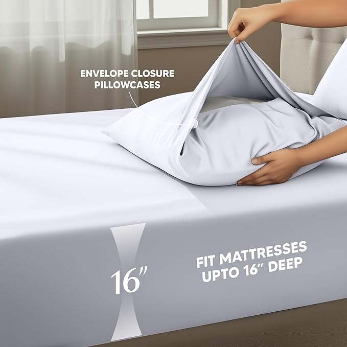 Utopia Bedding King Sheet Set 4 Piece Bed Sheets for King Size Bed, Hotel Luxury, Extra Soft, Cooling Bed Sheets - Wrinkle, and Fade Resistant (White)