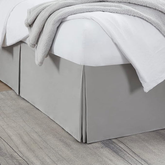 Nestl Silver Twin XL Bed Skirt - Twin XL Size Bed Skirt 14 Inch Drop - Brushed Microfiber Bed Skirts - Hotel Quality Pleated Bed Skirt - Shrinkage & Fade Resistant