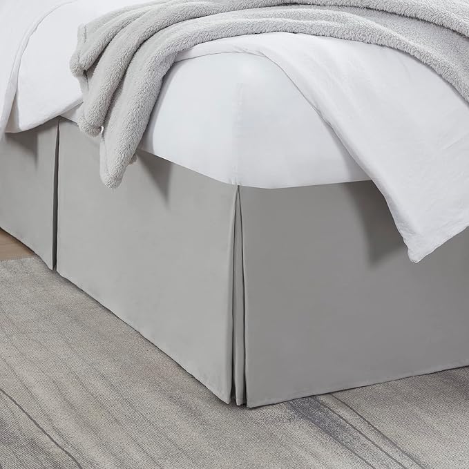 Nestl Silver Full Bed Skirt - Full Size Bed Skirt 14 Inch Drop - Brushed Microfiber Bed Skirts - Hotel Quality Pleated Bed Skirt - Shrinkage & Fade Resistant