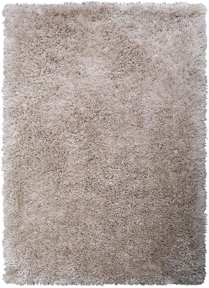 Hand Tufted SHAG Polyester ECO-Friendly Area Rugs - 4'x6', Rectangle, Ivory, Solid Plain Design, High Pile Thick Handmade Anti Skid Area Rugs for Living Room, Bed Room K00111