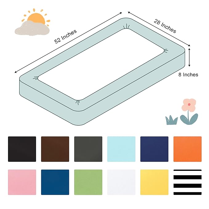 NTBAY 2 Pack 100% Brushed Microfiber Fitted Crib Sheet, Super Soft and Cozy 28x52 Crib Sheet for Standard Crib and Toddler Mattresses, Boys, Girls, Unisex, Black, 28x52 Inches