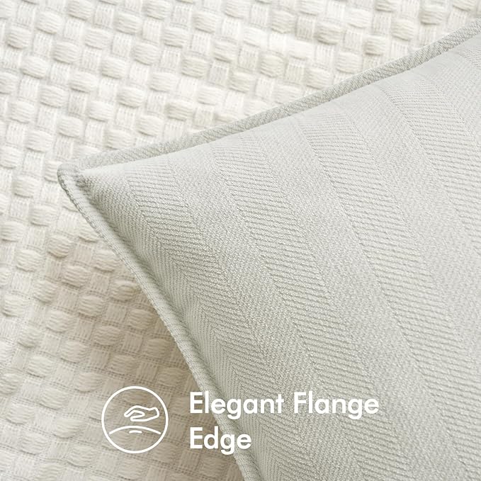 MIULEE Pack of 2 Cream Decorative Pillow Covers 18x18 Inch Soft Chenille Luxurious Couch Throw Pillows Farmhouse Cushion Covers with Elegant Design for Sofa Bedroom Living Room Spring Home Decor