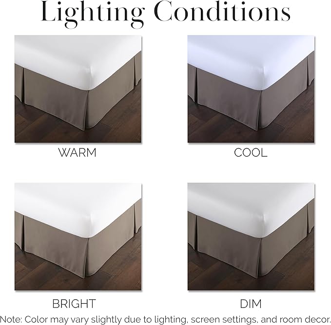 Southshore Fine Living, Inc. Pleated King Bed Skirt 14 Inch Drop - Pet Hair Resistant Dust Ruffle for King Size Bed - Wrinkle Free Bedskirt, Durable Microfiber Dust Ruffle, Easy Care - Dark Taupe