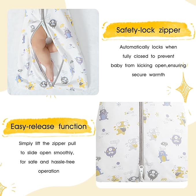 XUNTA 0.5 TOG Sleep Sack 100% Cotton Wearable Blanket, Summer Lightweight Toddler Sleeping Bag with 2-Way Zipper for Boy Girl