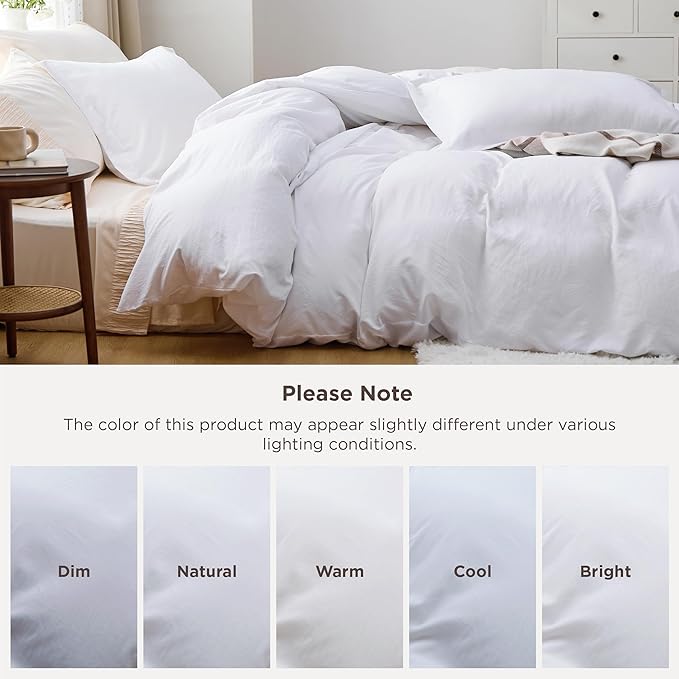 Bedsure Bright White Oversized King Duvet Cover - 3 Pieces Prewashed Cotton-Like Polyester Extra Soft Bedding Set, Includes 1 Duvet Cover 120''x98'' with Zipper Closure & 2 Pillow Shams, No Comforter