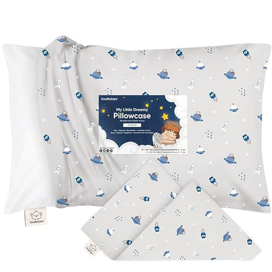 KeaBabies Toddler Pillowcase 13"x18" - Organic Cotton Toddler Pillowcase for Kids, Boys, Girls, Soft & Durable Cotton Cover for Miniature Sleepy Pillows, Cute Colors, Pillow Sold Separately (Cosmo)