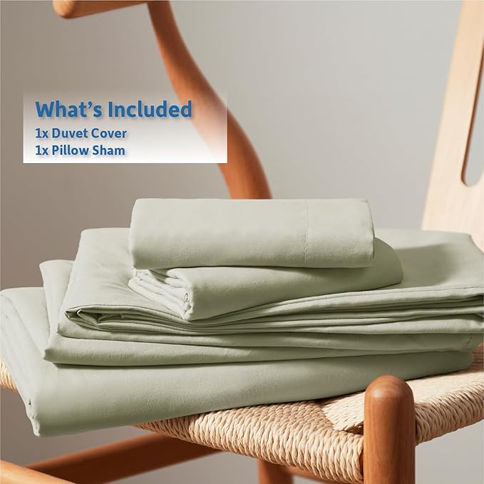 Nestl Twin Duvet Cover Set - Double Brushed Sage Green Soft Twin / Twin XL Duvet Cover 2 Piece with Button Closure, 1 Twin Size Duvet Cover 68x90 inches and 1 Pillow Sham