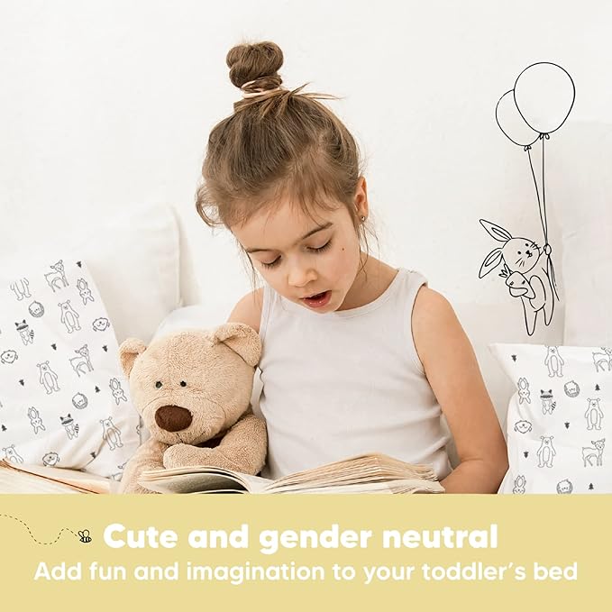 Toddler Pillow with Pillowcase - 13x18 My Little Dreamy Kids Travel Bed Pillows for Sleeping, Organic Cotton Small Pillowcase, Soft & Breathable, Machine Washable, Toddlers 2-5 years old (KeaFriends)