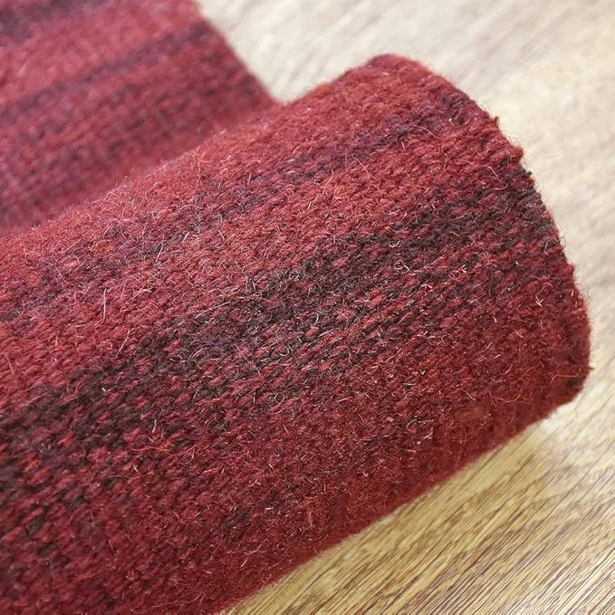 Rugsotic Carpets Hand Woven Flat Weave Kilim Wool ECO-Friendly Area Rugs - 9'x12', Rectangle Shape, Dark Red Color, Solid Plain Design, Low Pile Handmade Rugs for Living Room, Bed Room (D00111)