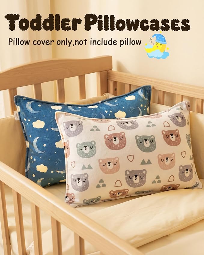 ALVABABY Toddler Pillowcase Kids Pillow Cover Polyester Bean Velvet Soft Warm 2 Pack Fit 13"x 18" or 12"x16" Envelope for Girl Boy Sleepy Travel 2TPMT01A