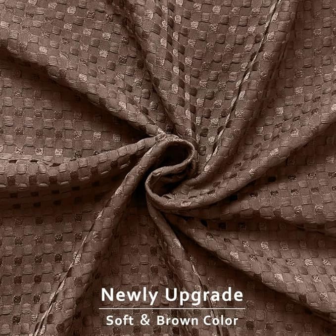 MIYE Pleated Waffle Weave Bed Skirt, Tailored Dust Ruffle 12 Inch Drop Easy Fit, Machine Washable (Brown, Queen - 12" Drop)