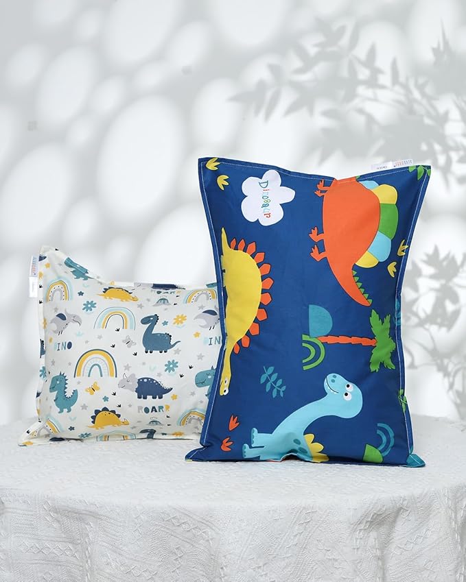 ALVABABY Toddler Pillowcases 2 Pack Organic Cotton Kids Pillow Cover Fit 13"x 18" or 14"x19" Envelope for Girl Boy Sleepy Travel(Pillowcase Only) 2L-FTP08A