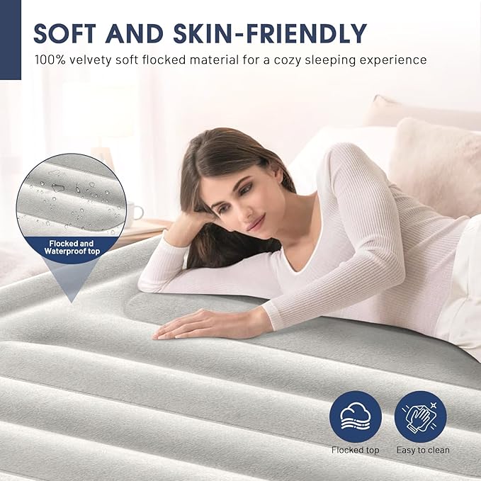 Air Mattress Full with Built in Pump,18''Raised Blow Up Mattress 2 Mins Self-Inflation/Deflation,Upgraded Thicker Inflatable Mattress，Air Bed with Storage Bag for Guests,Home，Camping，660 lbs Max