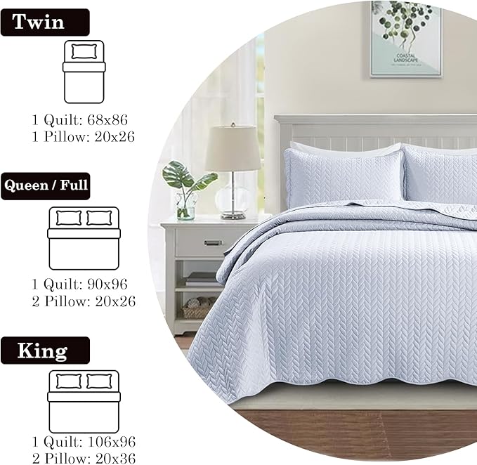 MOONLIGHT20015 8 Pack Quilt King Size Bedding (106" x 96") - Bulk Wholesale for Hotels, Guest Bedroom & Airbnbs - Lightweight Microfiber Reversible Embossed Quilts Bedspread (White)