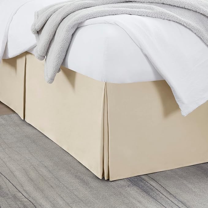 Nestl Cream Bed Skirt Cal King Size - Cal King Bed Skirt 14 Inch Drop - Brushed Microfiber Bed Skirts - Hotel Quality Pleated Bed Skirt - Shrinkage & Fade Resistant