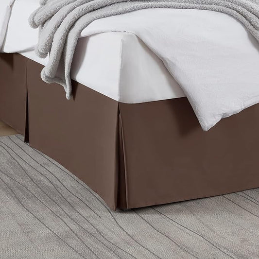 Nestl Dark Brown Full Bed Skirt - Full Size Bed Skirt 14 Inch Drop - Brushed Microfiber Bed Skirts - Hotel Quality Pleated Bed Skirt - Shrinkage & Fade Resistant