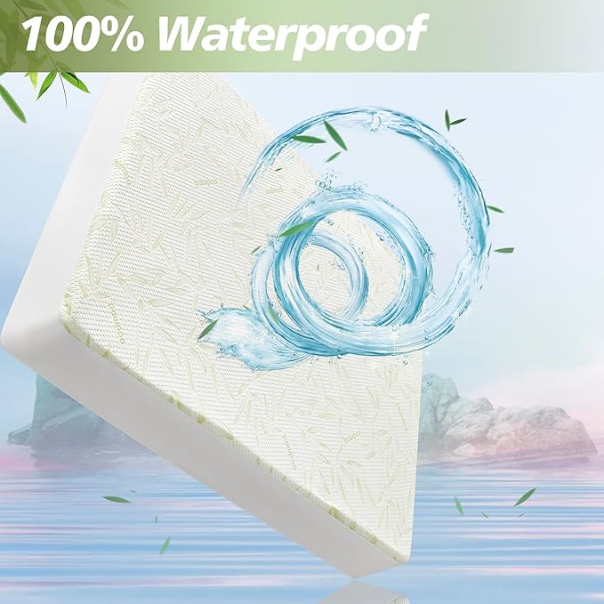 Queen Mattress Protector Waterproof Mattress Pad Washable Bamboo Rayon Mattress Cover Breathable Noiseless Bed Protector 5" - 21'' Elastic Fitted Deep Pocket