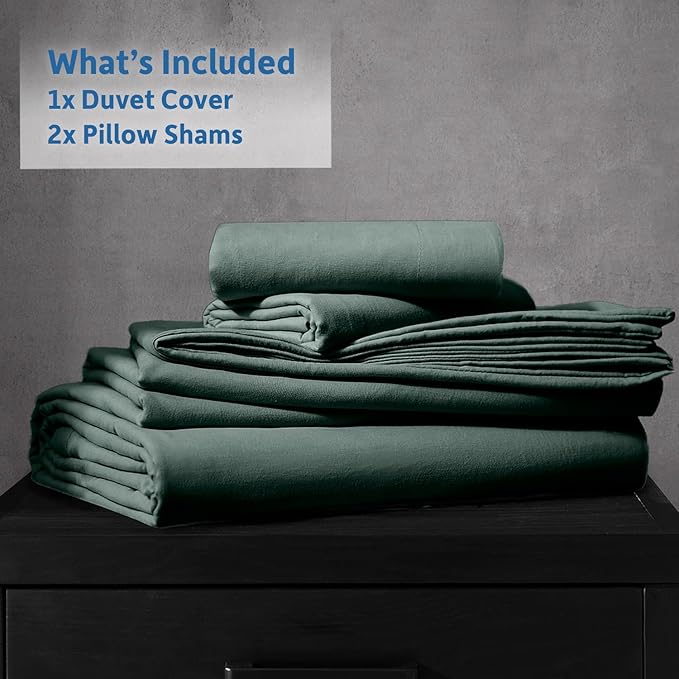 Nestl Twin Duvet Cover Set - Soft Prewashed Forest Green Duvet Cover Twin/Twin XL, 2 Piece, with Zipper Closure, 1 Duvet Cover 68x90 inches and 1 Pillow Sham