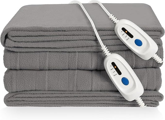 Electric Heated Blanket 84"x90" Queen Size Microplush Cover Blanket 4 Heat Settings & 10 Hours Auto Off, Cozy & Breathable, Warm All Night, Light Grey