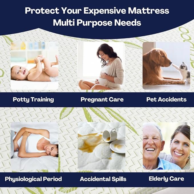 Bamboo Mattress Protector with Zipper - 100% Waterproof Twin XL Size Cooling Mattress Cover - Ultra Soft Jacquard Fabric Breathable Noiseless Mattress Pad Cover - Zippered Mattress Encasement