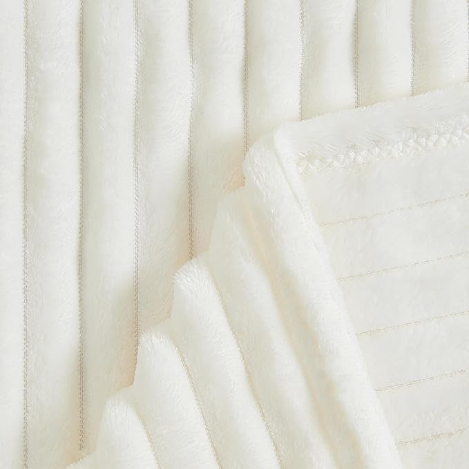 BEDELITE Baby Blankets for Boys Girls 30"x 40" - 3D Ribbed Jacquard Cute Fuzzy Fleece Blanket, Warm and Breathable Soft Cozy Infant Toddler Blanket for Newborn All Seasons Suitable, White