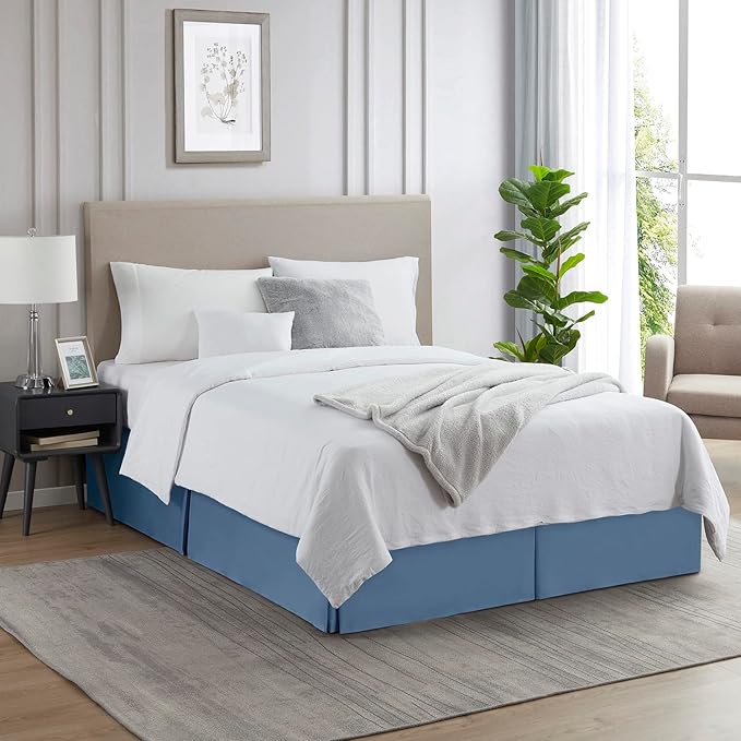 Nestl Blue Heaven Twin XL Bed Skirt - Twin XL Size Bed Skirt 14 Inch Drop - Brushed Microfiber Bed Skirts - Hotel Quality Pleated Bed Skirt - Shrinkage & Fade Resistant