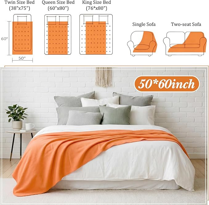 Kinlop Fleece Blanket Bulk 60 x 50 Inch Soft Lightweight Fleece Cozy Blanket Warm Throw Plush Pet Throw for Bed Couch Sofa Home Office Wedding Gifts Travel Camping(Earth Color,40 Packs)