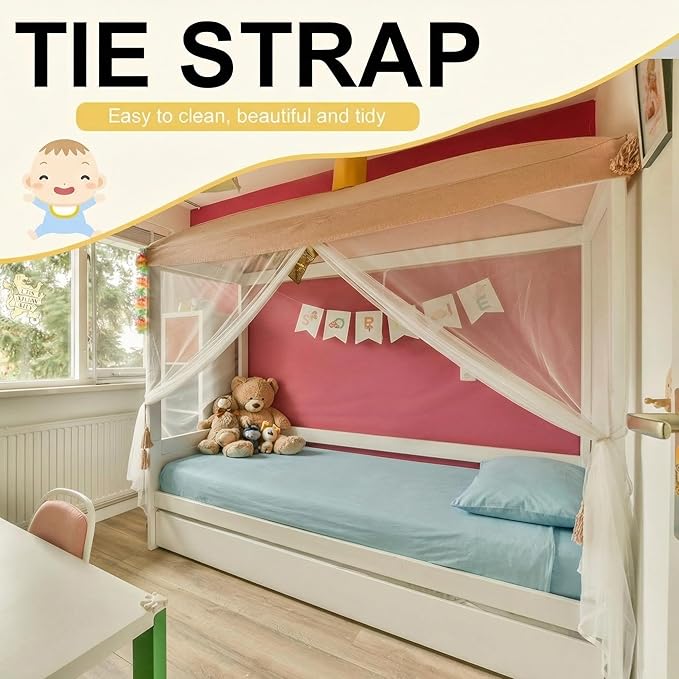 Frienda Bed Mosquito Net Mosquiteros Cameros para Cuba Rectangular Canopy Drapes with Hook Nylon Rope for Single Twin Full Queen King Size Bed Camping Outdoor Travel(White,Queen)