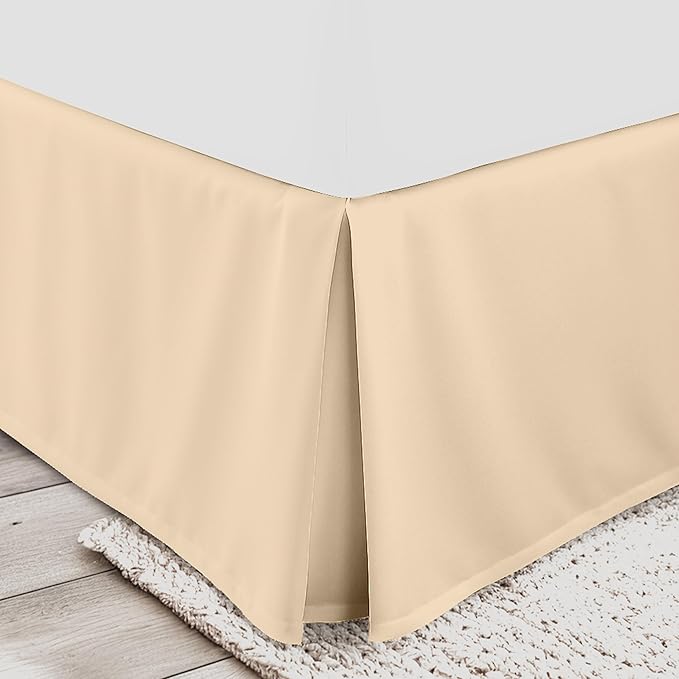 Utopia Bedding Twin Bed Skirt - Soft Quadruple Pleated Ruffle - Easy Fit with 15 Inch Tailored Drop - Hotel Quality, Shrinkage and Fade Resistant (Twin, Beige)