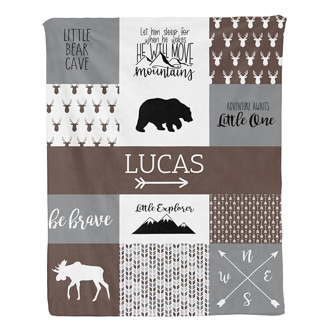 Customized Baby Blanket for Newborn Receiving, Cotton Lightweight - Personalized Baby Boy Gifts - Thermal Blanket Gift for Shower & Hospital Welcoming, Fondue Fudge, 40"x50"