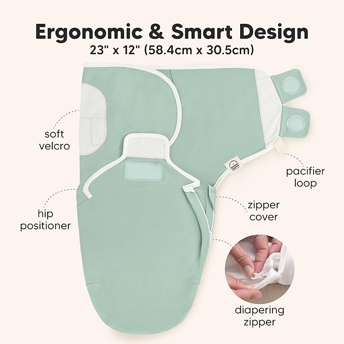 Baby Swaddle Sleep Sacks with Zipper - 3-Pack Swaddles for Newborns 0-3 Months, Infant, Baby Girls, Boys, Soft & Durable Newborn Sleep Sack, Easy Diaper Change Swaddling Blanket (Sage, OS)