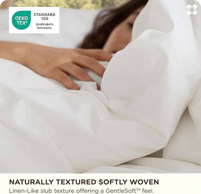 Bedsure Cotton Duvet Cover King - Luxury Slub Weave 100% Cotton Duvet Cover with a Linen Like Textured, Easy Change Durable Bedding, Coconut White, 104" x 90"